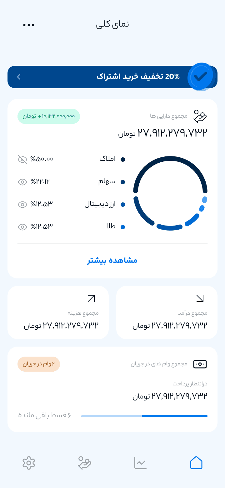 اسکرین‌شات حسابیکا در موبایل